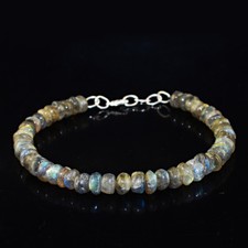 90.00 Cts Natural Round Untreated Blue Flash Labradorite Beads Bracelet DG 