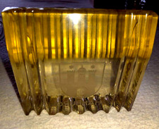 ANTIQUE YELLOW GOLD URANIUM GLASS HAMBURG BOOKENDS YEAR 1919
