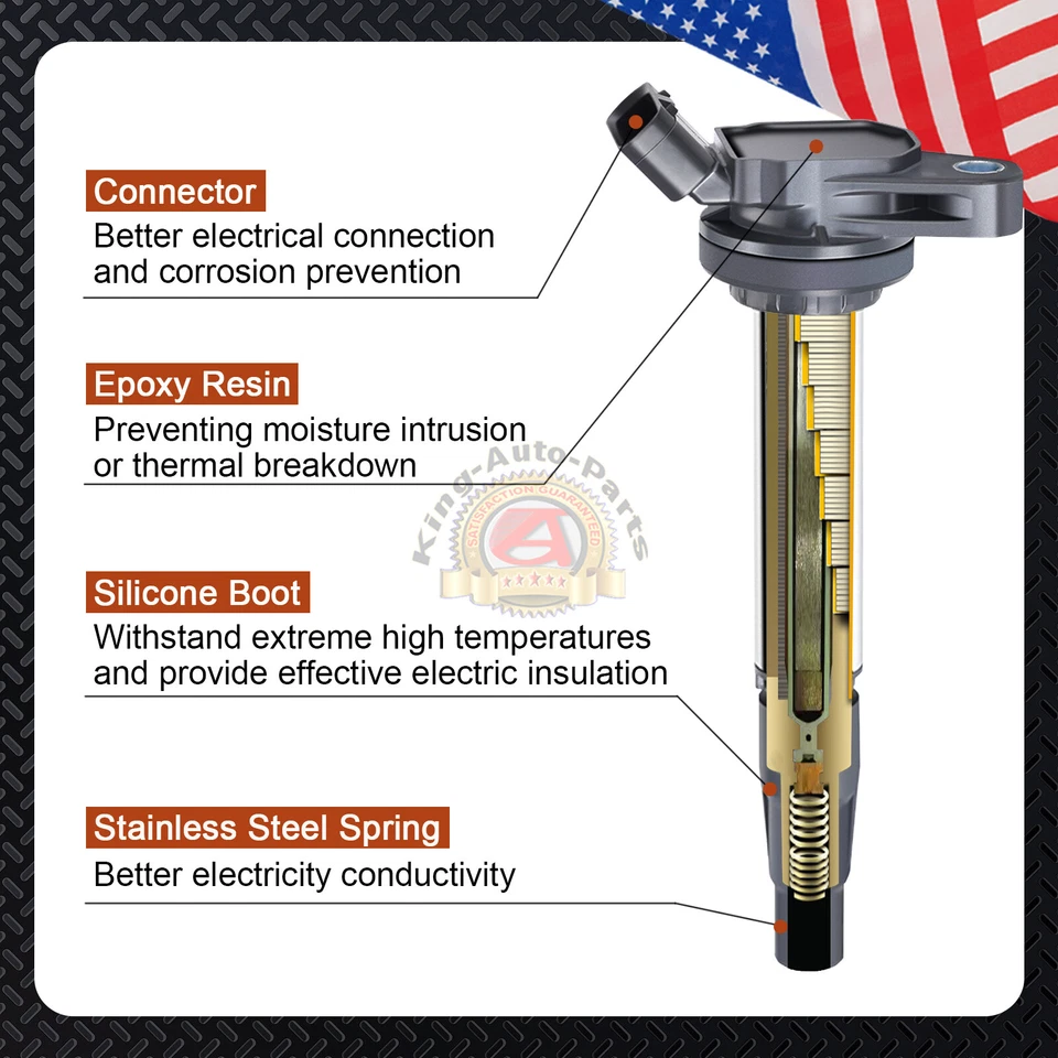 4 Ignition Coils For 2008-2013 Toyota Corolla Prius UF596 Lexus Scion xD L4 1.8L - Image 3 of 4