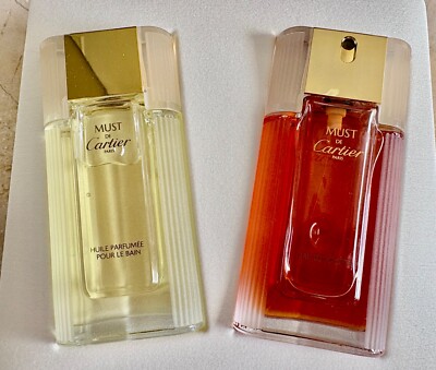 Must de Cartier Set  NIB    EDT 1.7   Perfume Bath Oil Spray  1.7   Perfect Cond