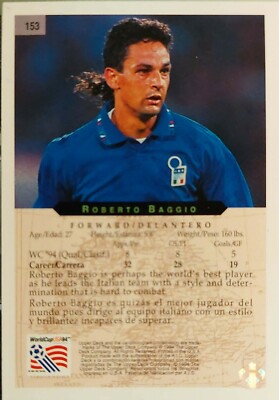 Roberto Baggio 1994 Upper Deck World Cup English/Spanish Italy