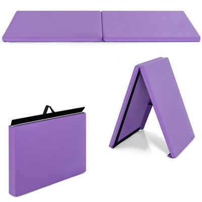 Gymax Exercise Mat 2 Ft X 6 Ft Bi-Fold Carry Handles Thick Home Workout Floor