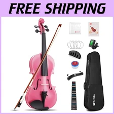 Shiny Pink Fiddle Acoustic Violin - Complete Starter Pack
