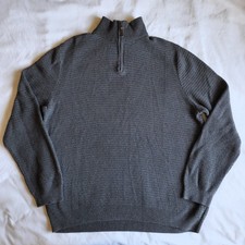 Tasso Elba Men's XL Grey Cotton Mock Neck 1/4 Zip Long Sleeve Warm Cozy Sweater