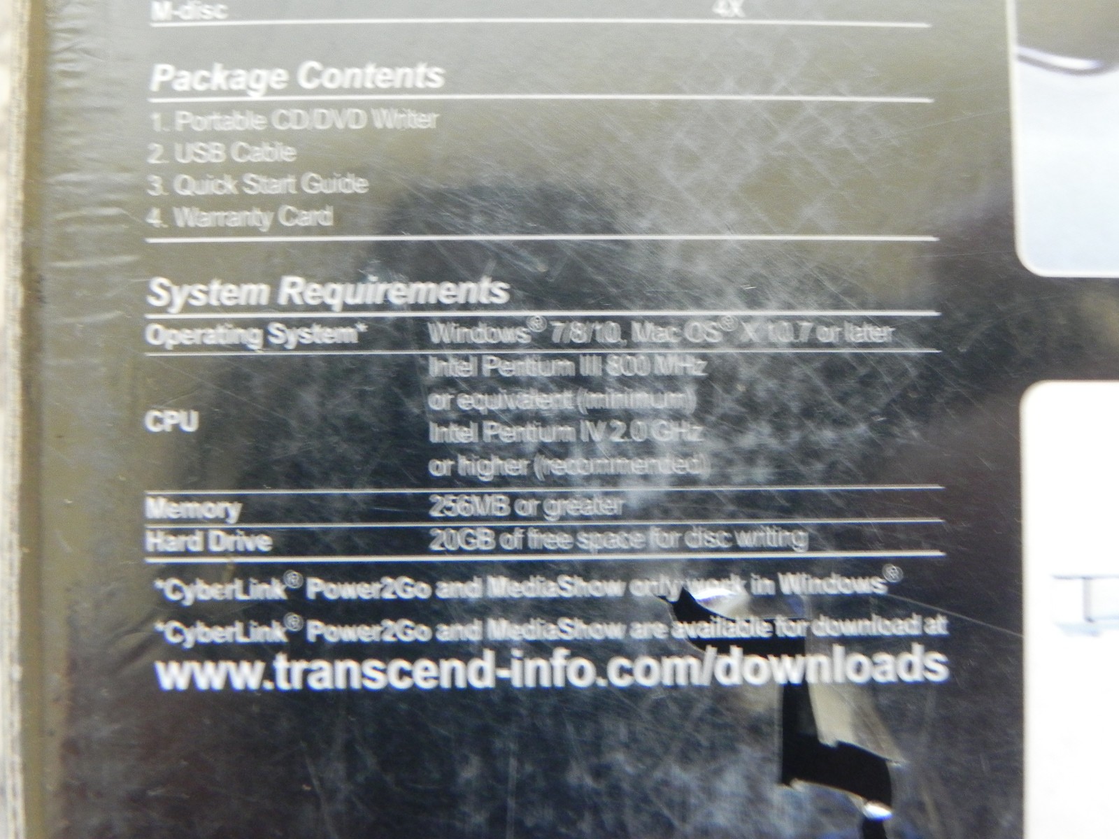 Transcend Portable CD/DVD writer 8XDVDS-W NIB