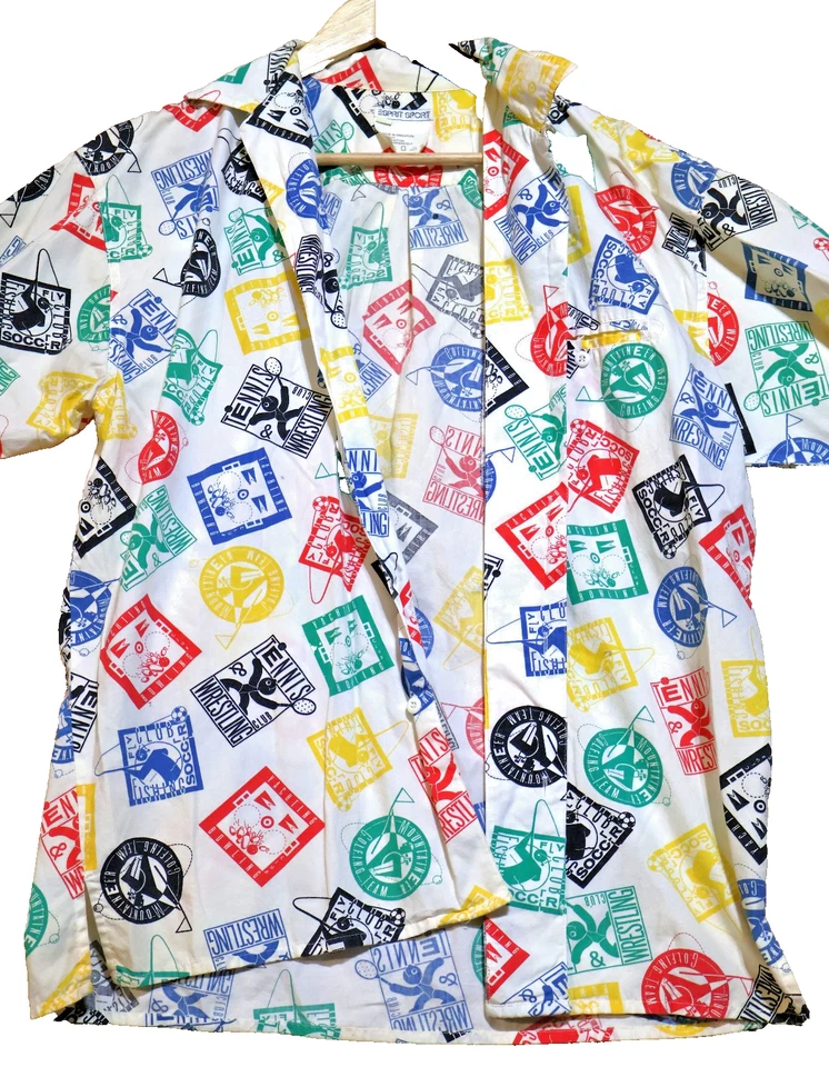 Esprit Sports Vtg Short-Sleeve Shirt Novelty Pop Art Print Multicolor 80s Sz S - Image 2 of 4