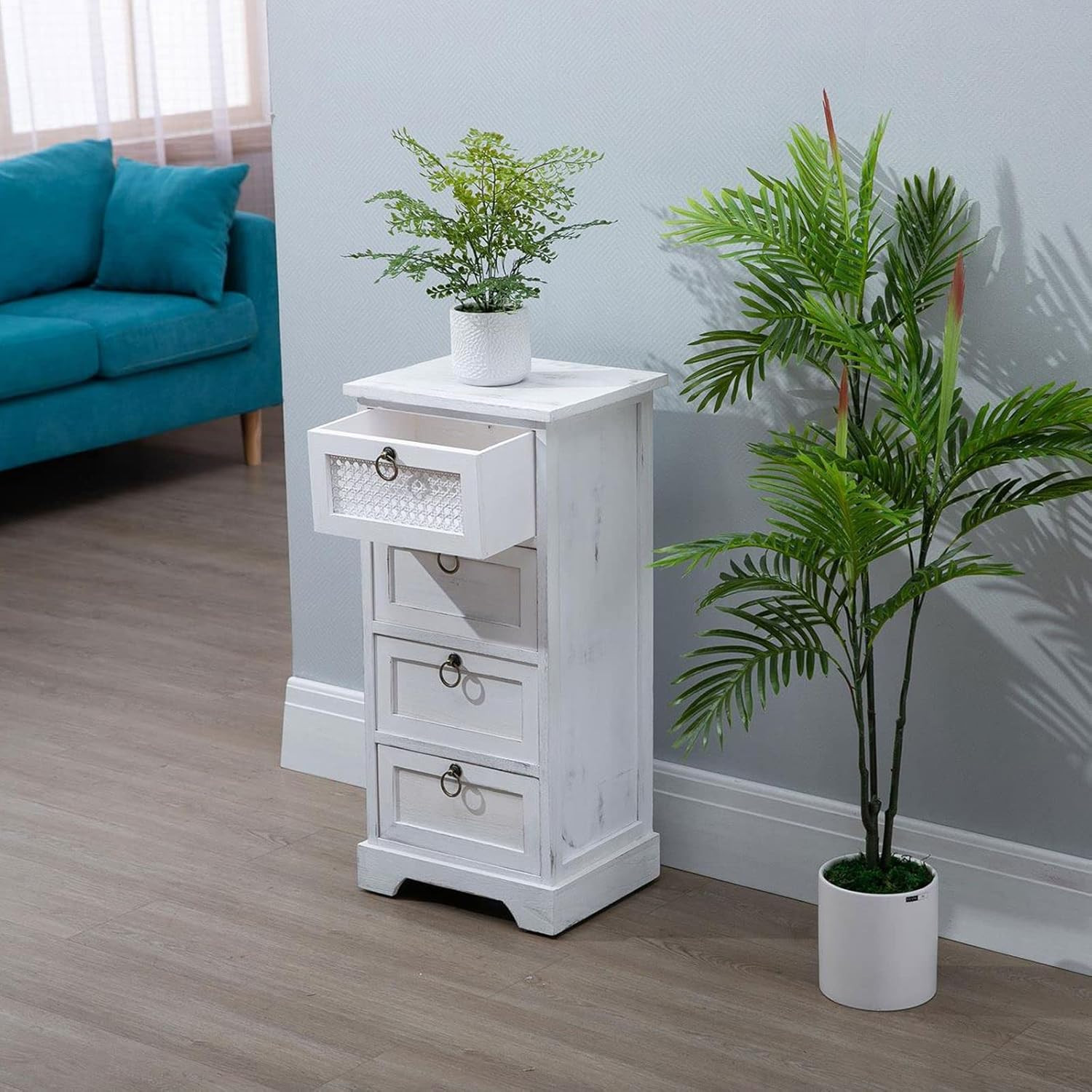 Chiffonnier Irma petite commode blanche pour entrée et salon