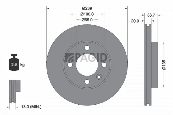 2x PAGID Disque Aéré Internement Ø239mm pour VW Golf I Cabriolet 155 1H1 19E - Photo 1/1