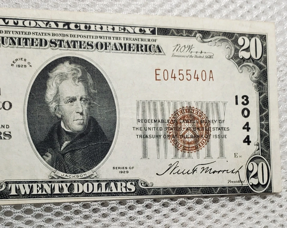 Billete de 20 dólares 1929 moneda nacional sello marrón serie radar de San Francisco, CA # Foto 4 de 4