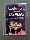Welcome to Las Vegas 5 gram .999 Silver Colorized bar *New w/ Assay card