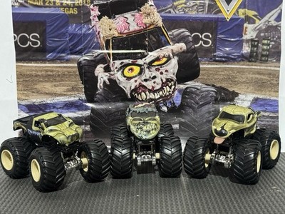 Hotwheels Monster Jam Bone Busters 3 Lot Loose Truck 1/64 Mutt Predator Zombie