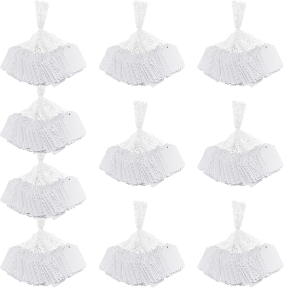 White Price Tags with String - 1000PCS Pre-Strung Paper String Tags for Pricing - Image 2 of 4