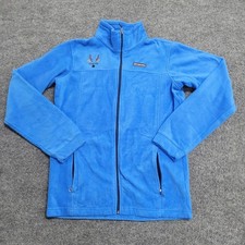 Columbia Fleece Jacket Youth Size XL Blue Full Zip Reindeer Embroidery Soft Warm