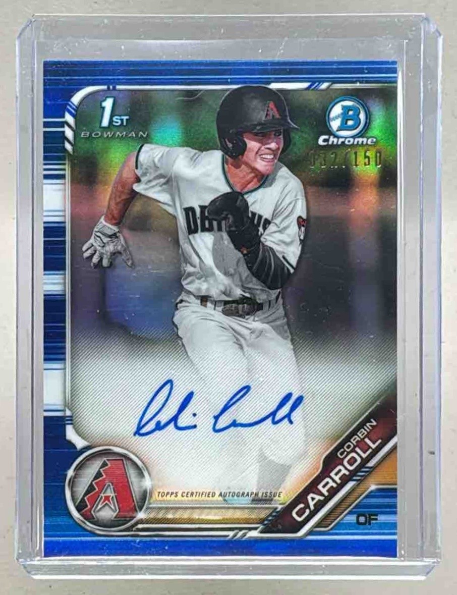 Corbin Carroll 2019 Bowman Chrome Draft #CDA-CC Blue Refractor Auto 1st RC /150