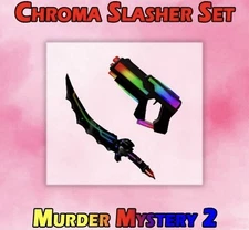 Roblox Murder Mystery 2 MM2 Chroma Slasher Set Godly Knifes and Guns