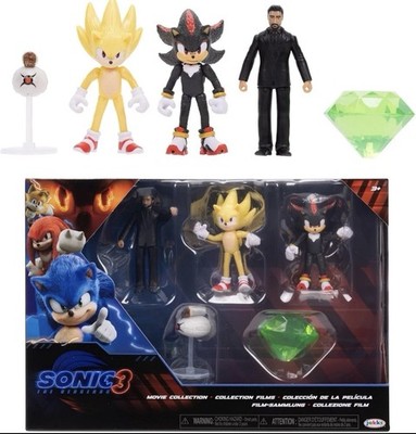 JAKKS Pacific Sonic Hedgehog 3 Movie Figure set~ Shadow Super Sonic Agent Stone