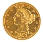 US 1851 $5 Liberty Head Half Eagle .900 Fine Gold Coin Philadelphia Mint Bullion