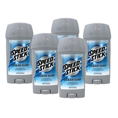5 Pack Speed Stick Deodorant Clear Solid Ocean Surf 3Oz Each