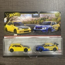 Hot Wheels Premium Honda Civic Type R 2 set auto 1:64 pressofuso/gomma pneumatici NUOVO