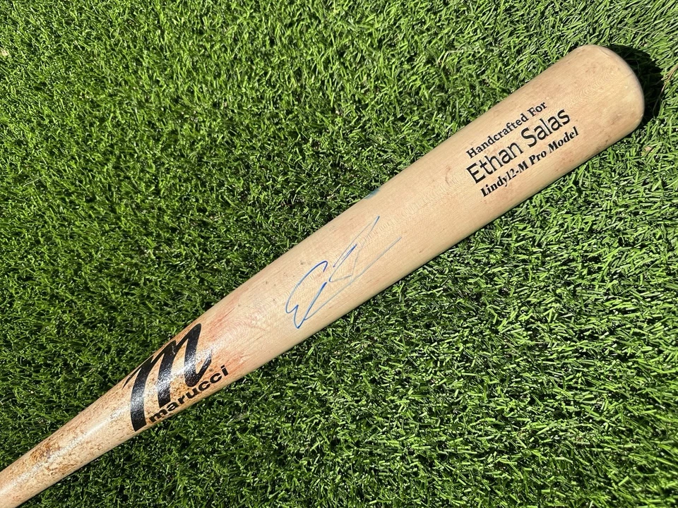 San Diego Padres Ethan Salas Signed 2023 Game Used Cracked Marucci Bat Prospect - Image 1 of 4