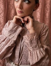 Antique Edwardian Style Mauve Silk embroidered blouse