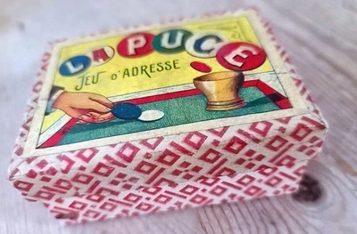 ancien - LA PUCE - JEU D'ADRESSE - authentique - Pions - Jetons - But - Vintage - Photo 1/4
