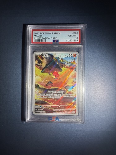 Pokemon 2023 SV04 Paradox Rift Magby 186/182 Illustration Rare Holo PSA 10
