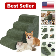 Dog Stairs for Small 18" H - Green Foam Removable Machine-Washable Cover