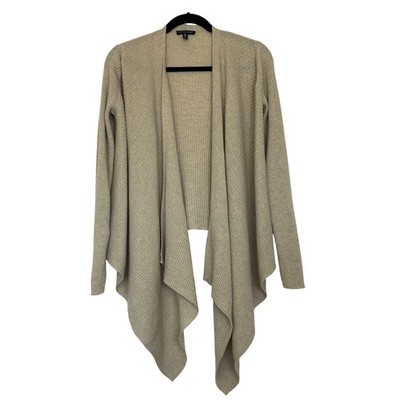 Eileen Fisher Cardigan PS Oatmeal Wool Ribbed Open Front Draped Langenlook