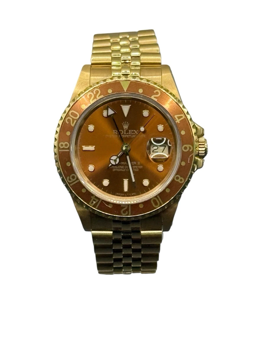 Rolex GMT-MASTER 16718 'ROOTBEER' 18k yellow jubilee 1989 Full Set