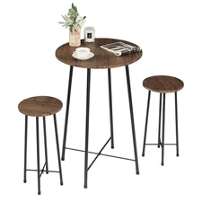 3 Piece Pub Table and Chairs Sets Counter Height Bistro Bar Sets with 2 Barst...