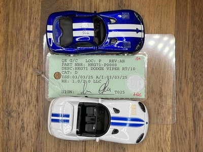 #ad #ad HW PROTOTYPE OF A 96 DODGE VIPER RT 10 STH SER#09 GREEN CARD amp; SER# 72 BLUE RT $440.00