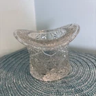 VINTAGE 1930's FENTON DAISY & BUTTON  GLASS TOP HAT, CLEAR  3 1/2" TALL