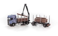 EMEK - Camion de couleur  bleu avec remorque 1 + 1 essieu transport de bois e...