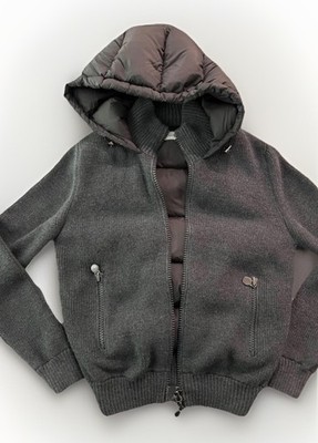 $1840 Moncler Maglioni Tricot Padded Knit Down Grey Cardigan Men Size Medium