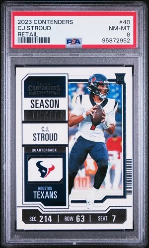 2023 PANINI CONTENDERS RETAIL #40 CJ STROUD ROOKIE RC PSA 8