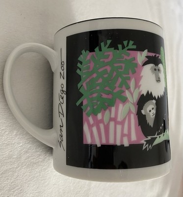 Vintage San Diego Zoo Mug Cup Sun Bear Forest Asian Tropical Rain Exotic Birds