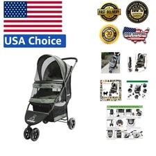 Lightweight 3-Wheel Pet Stroller for Dogs & Cats - All Terrain, Foldable Design