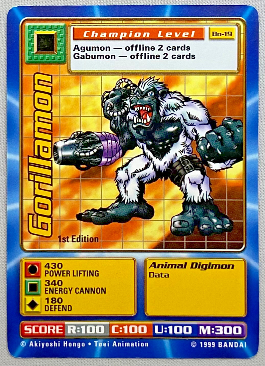 Digimon 1st EDITION Gorillamon #Bo-19 - 1999 Digital Monsters - NM Condition
