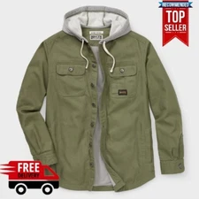 NEW Men's Jersey-Lined Fire Hose Hooded Shirt Jac Green Rosemary Outdoor Gift