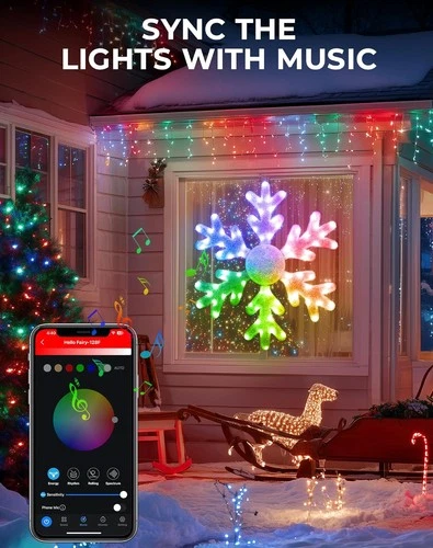 32" Smart LED Snowflake Christmas Lights Outdoor, DIY Color Multicolor - Picture 3 of 7