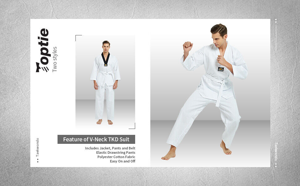 7.5 Oz Taekwondo Suit TKD Dobok Student Uniform with Belt Karate Gi Martial  Arts