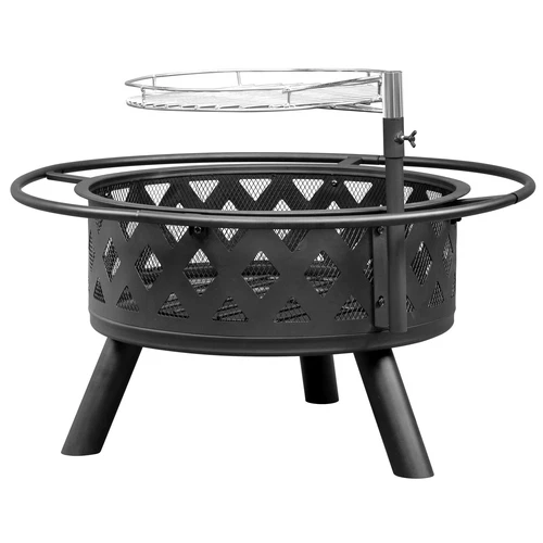 High Quality 30in Metal Fire Pit with Cooking Grates Outdoor Black US - Picture 11 of 21