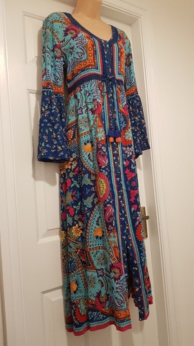 MAXI ABITO JOE BROWNS HIPPY CHIC MANICA SVASATA STAMPE MISTE BOTTONI DAVANTI 12P