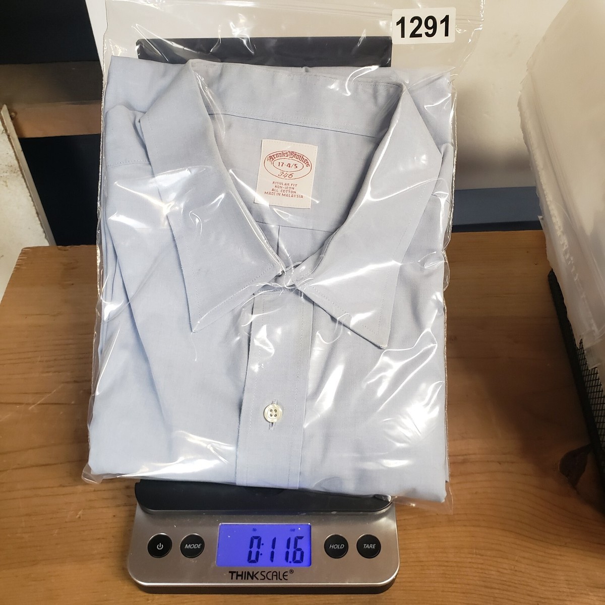 Chemise Brooks Brothers 346 – Taille 17,5 – Manches 4/5 – Carreaux Bleu Et Vert – Non Repassable – Occasion Très Bon état