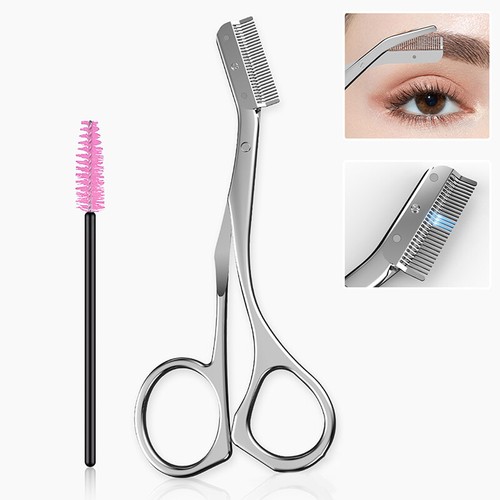 Stainless Steel Eyebrow Hair Scissors Comb Makeup Trimmer Beauty Tool - Picture 2 of 10