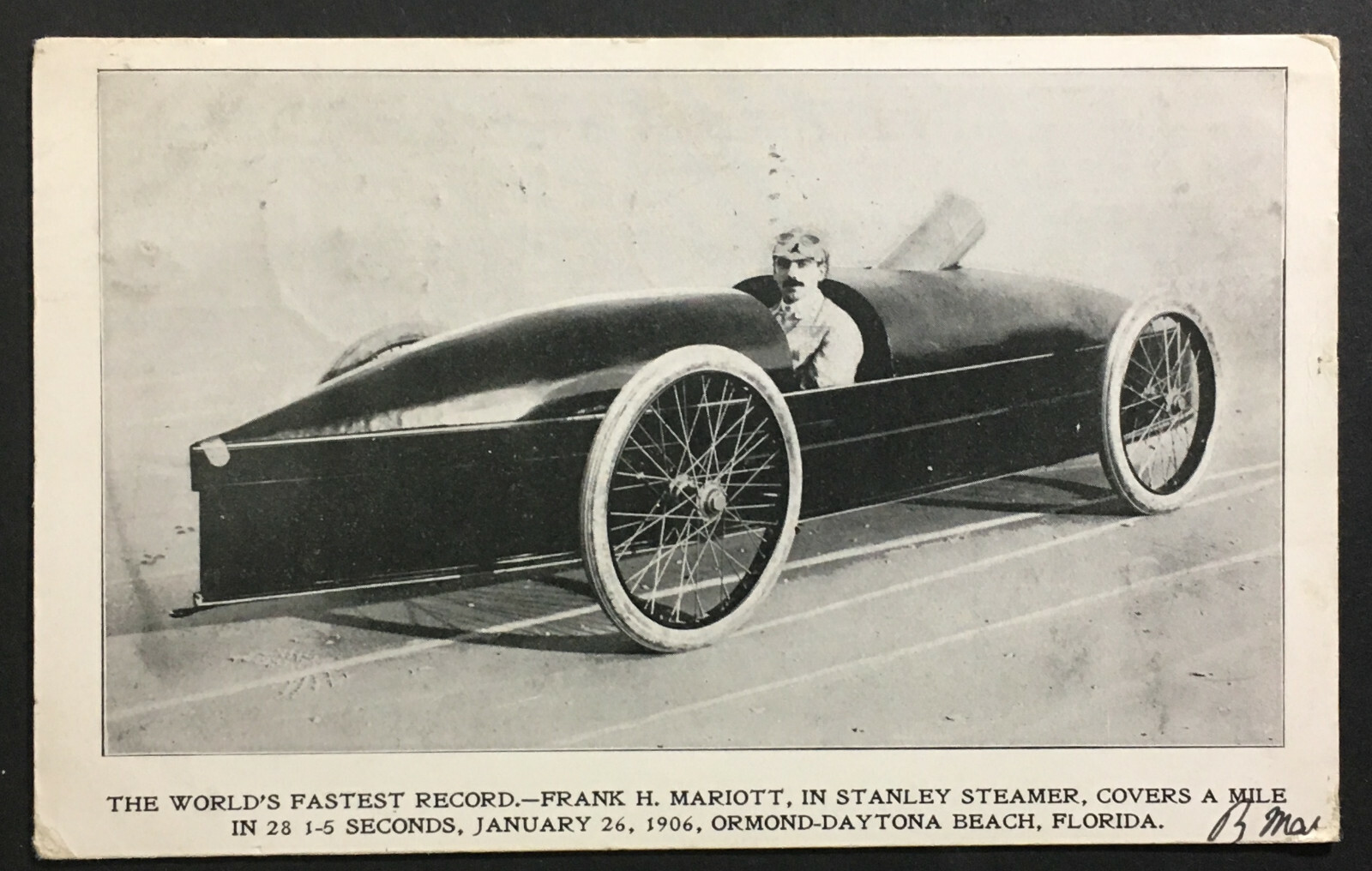 1906 Worlds Fastest Record Frank Marriott Postcard Stanley Steamer Daytona Rare eBay