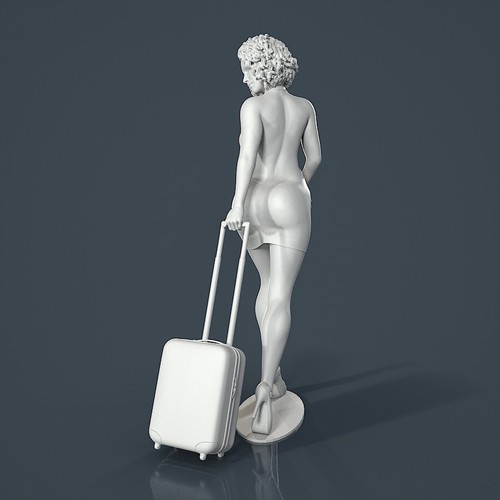 Estatuilla de resina sin pintar mujer niña y maleta separadas 1/18 1/24 1/43 1/32 - Imagen 7 de 16
