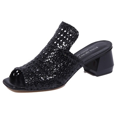1986J  sandalo donna black PONS QUINTANA BAYONA intrecciato braided shoe woman