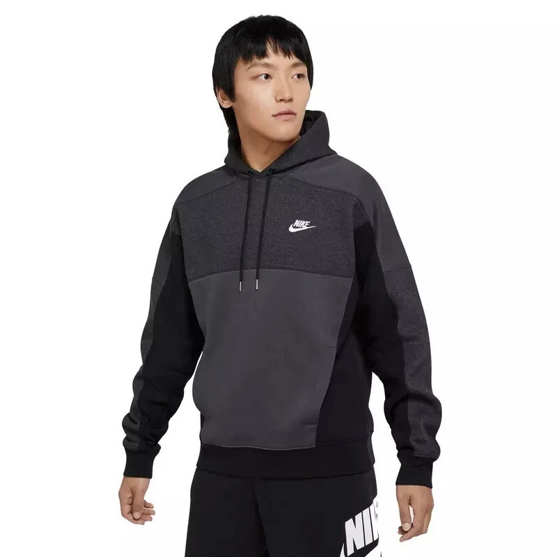 NEW MEN'S NIKE SPORTSWEAR HOODIE SWEATSHIRT IN BLACK GREY! BIG